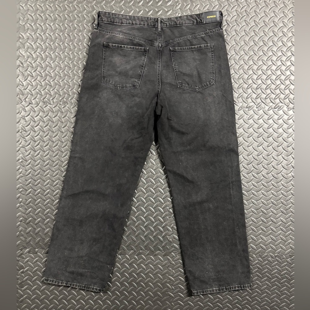 Express Black Jeans Relaxed Straight Low Rise Denim Pants 14R - Picture 10 of 12